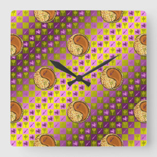Sagittarius & Wood Monkey Square Wall Clock