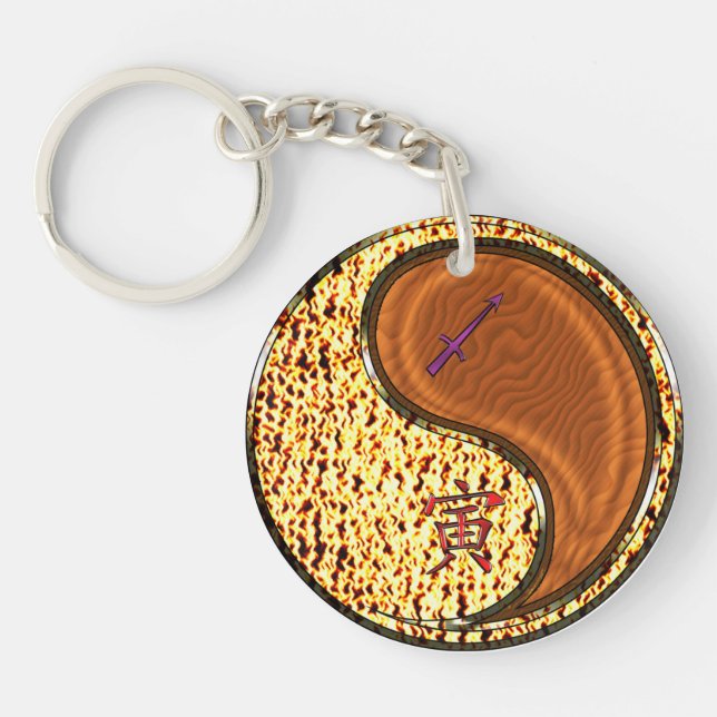 Sagittarius & Wood Tiger Key Ring (Front)
