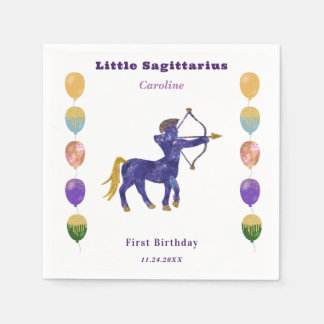 Sagittarius Zodiac 1st Birthday Balloons Artistic Napkin