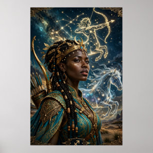 Sagittarius Zodiac African Queen Poster