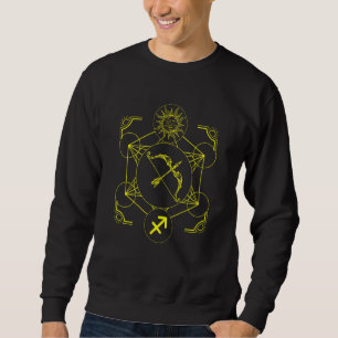 Sagittarius Zodiac and Sun Metatron Cube Astrology Sweatshirt