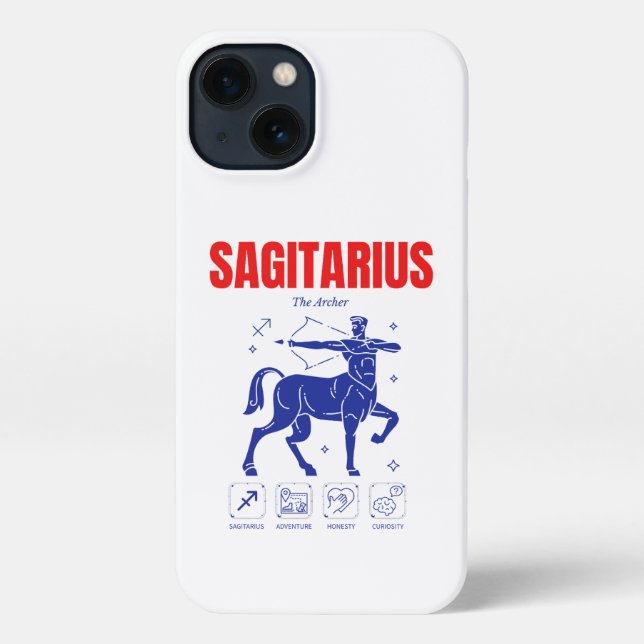 Sagittarius Zodiac Archer Astrology Line Art iPhone Case (Back)