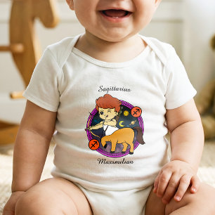 Sagittarius Zodiac Astrology Cartoon Horoscope Baby Bodysuit