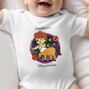 Sagittarius Zodiac Astrology Cartoon Horoscope Baby Bodysuit
