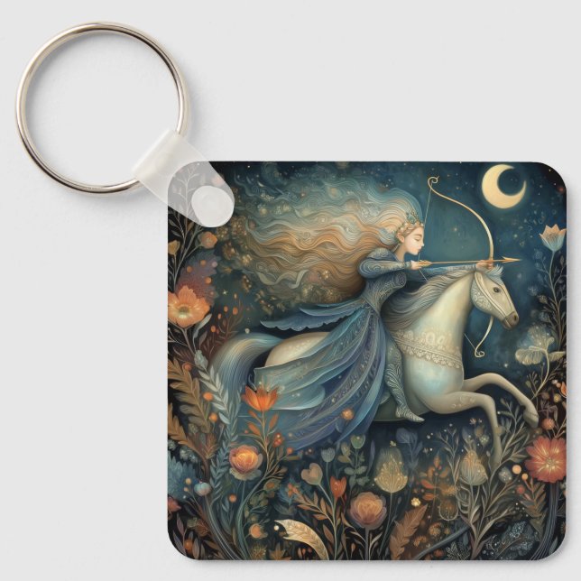 Sagittarius Zodiac Astrology Celestial Birthday Key Ring (Front)