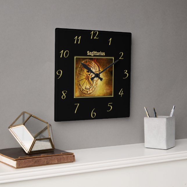 Sagittarius  Zodiac Astrology design Horoscope Square Wall Clock (Office)