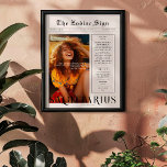 Sagittarius | Zodiac Astrology Photo Newspaper Poster<br><div class="desc">This birthday zodiac poster is styled to look like a sleek newspaper cover that features your own photo and information. Perfect for friends & family to wish them a happy day on turning one year older. With recipients name, and birthday and zodiac sign personality traits included, this poster makes the...</div>