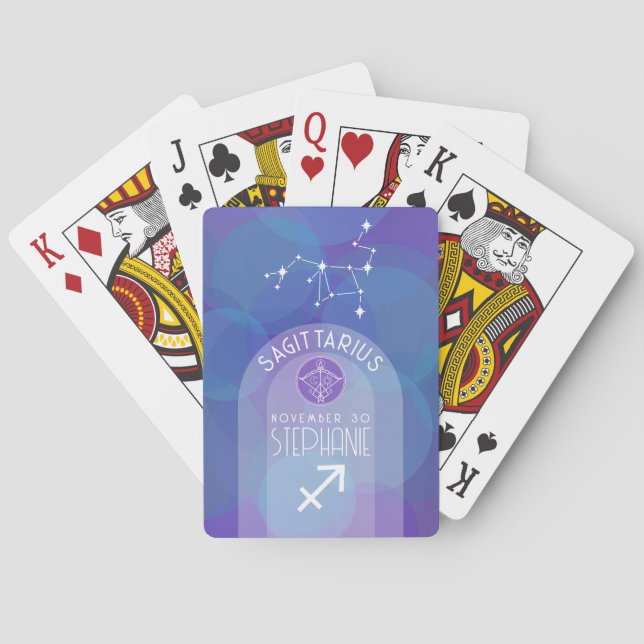Sagittarius Zodiac Astrology Sign Photo Birthdate Playing Cards (Back)