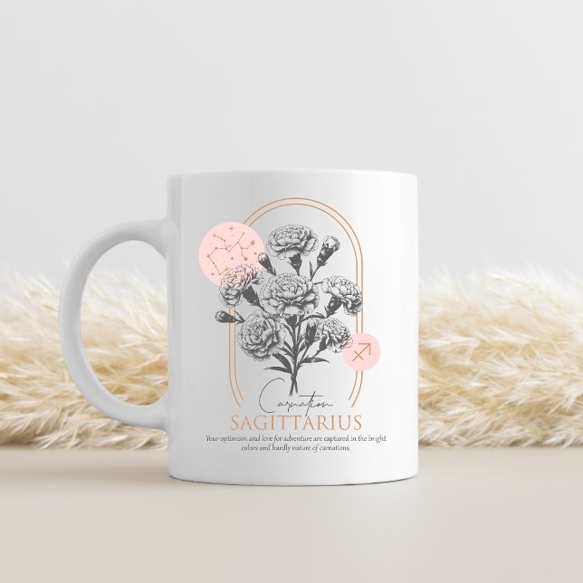 Sagittarius zodiac birth flower month birthday  coffee mug (Carnation birth month flower mug)