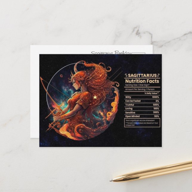 Sagittarius Zodiac Birthday Postcard (Front/Back In Situ)