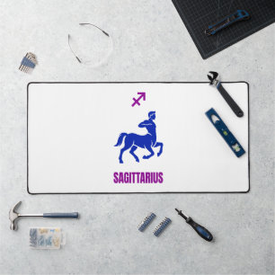Sagittarius Zodiac Blue Silhouette Centaur Desk Mat