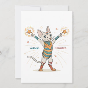 Sagittarius Zodiac Cat Freedom First Art Holiday Card