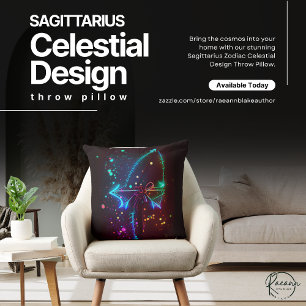 Sagittarius Zodiac Celestial Design Throw Pillow