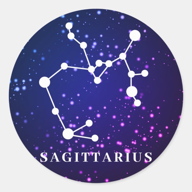 Sagittarius Zodiac Constellation Design Classic Round Sticker (Front)