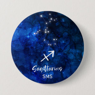 Sagittarius Zodiac Constellation Galaxy Monogram 7.5 Cm Round Badge