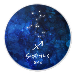 Sagittarius Zodiac Constellation Galaxy Monogram Ceramic Knob