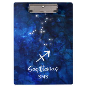 Sagittarius Zodiac Constellation Galaxy Monogram Clipboard
