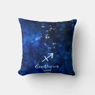 Sagittarius Zodiac Constellation Galaxy Monogram Cushion