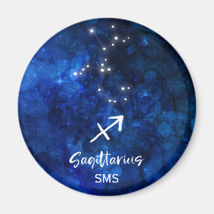 Sagittarius Zodiac Constellation Galaxy Monogram Magnet