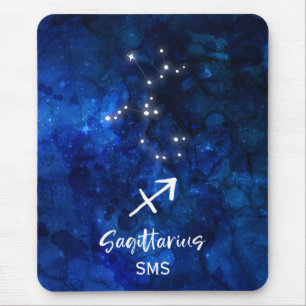 Sagittarius Zodiac Constellation Galaxy Monogram Mouse Pad