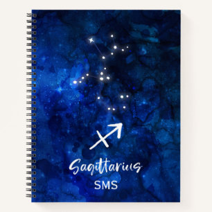 Sagittarius Zodiac Constellation Galaxy Monogram Notebook