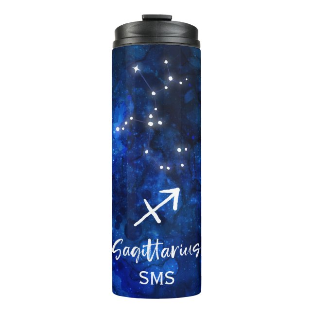 Sagittarius Zodiac Constellation Galaxy Monogram Thermal Tumbler (Front)