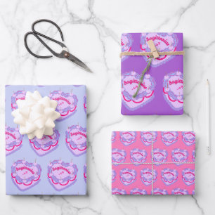 Sagittarius Zodiac Coquette Heart Birthday Cake Wrapping Paper Sheet