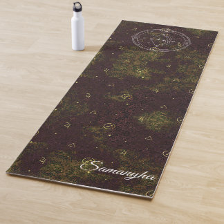 Sagittarius Zodiac Custom Purple Gold Flower Yoga Mat