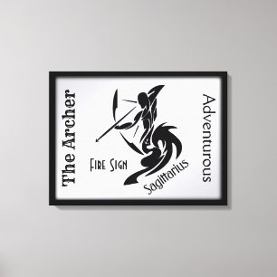 Sagittarius Zodiac Framed Silver Canvas Print