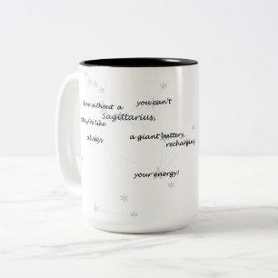 Sagittarius Zodiac Fun Text for Everyday or Gift Two-Tone Coffee Mug