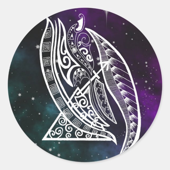 Sagittarius zodiac galaxy tribal classic round sticker (Front)