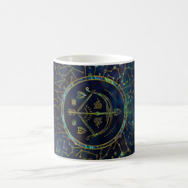 Sagittarius Zodiac Gold Abalone on Constellation Coffee Mug (Center)