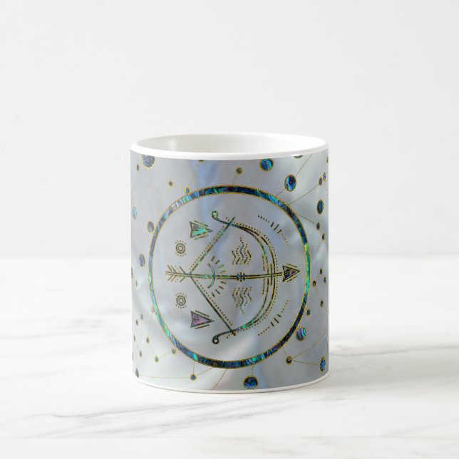 Sagittarius Zodiac Gold Abalone on Constellation Coffee Mug (Center)