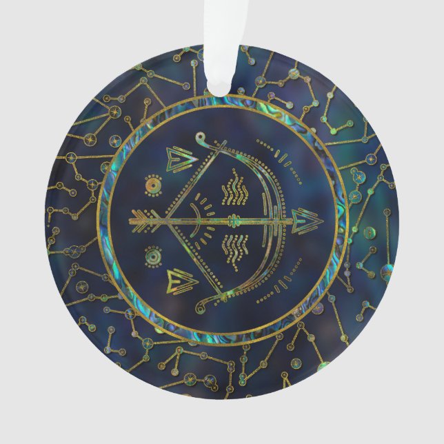 Sagittarius Zodiac Gold Abalone on Constellation Ornament (Front)