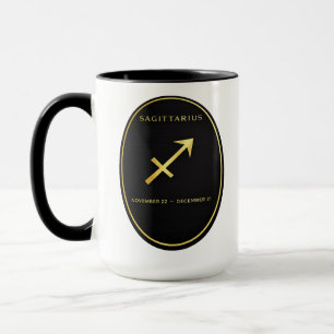 Sagittarius Zodiac Gold Oval Emblem Mug   Luxury A