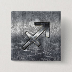 Sagittarius Zodiac Grunge Distressed Steel Style 15 Cm Square Badge