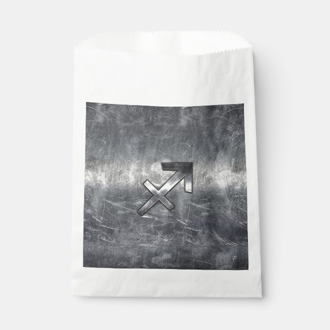 Sagittarius Zodiac Grunge Distressed Steel Style Favour Bag (Front)