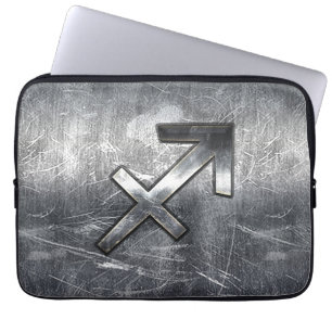 Sagittarius Zodiac In Grunge Distressed Steel look Laptop Sleeve