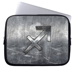 Sagittarius Zodiac In Grunge Distressed Steel look Laptop Sleeve