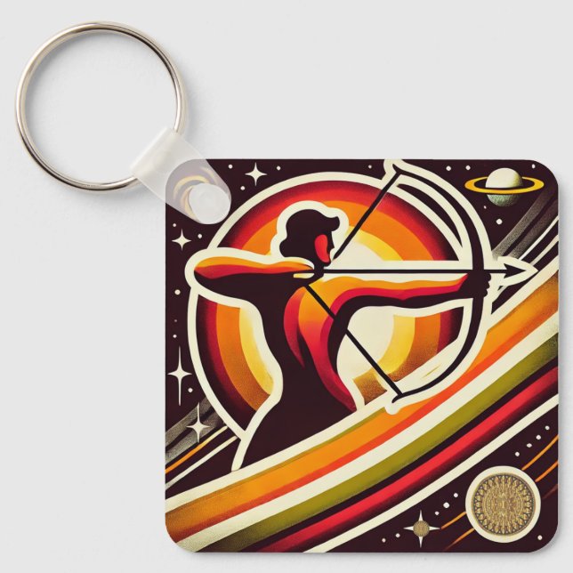 Sagittarius Zodiac Keychain Vintage Design (Front)