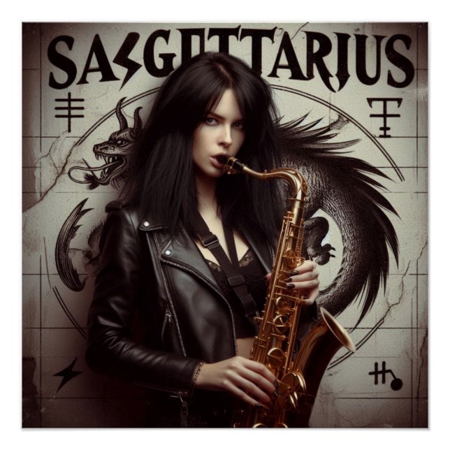 Sagittarius Zodiac Musician Saxophone  Poster (Front)