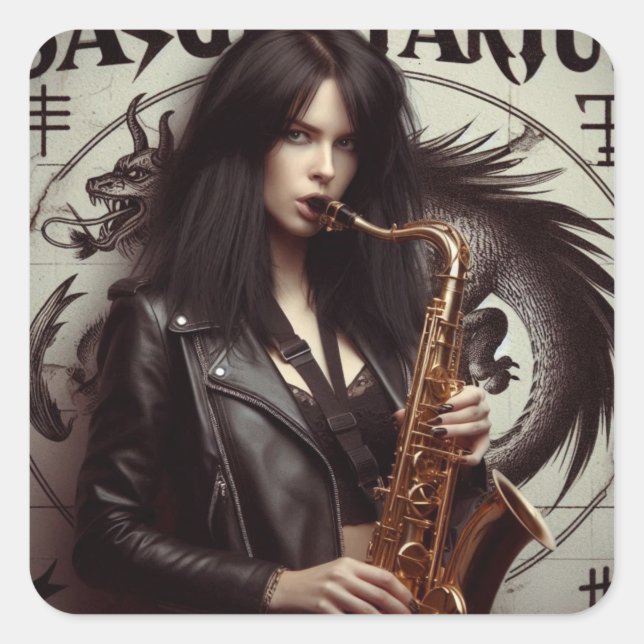 Sagittarius Zodiac Musician Saxophone  Square Sticker (Front)