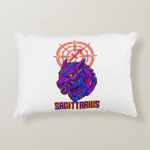 Sagittarius Zodiac Neon Cyber Jackal Astrological Decorative Cushion