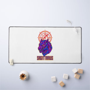 Sagittarius Zodiac Neon Cyber Jackal Astrological Desk Mat