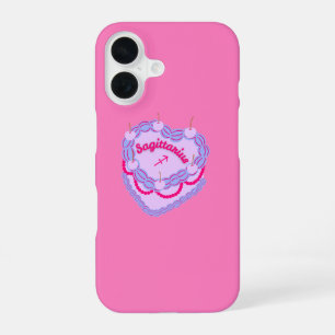 Sagittarius Zodiac Pastel Heart Birthday Cake iPhone 16 Case