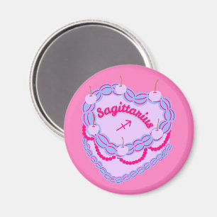 Sagittarius Zodiac Pastel Heart Birthday Cake Magnet