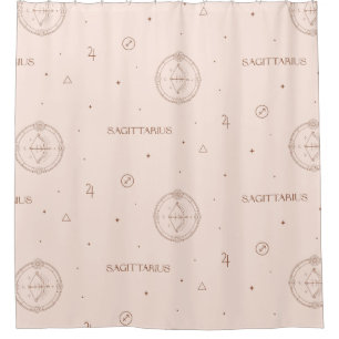 Sagittarius Zodiac Pattern in Brown and Burgundy Shower Curtain