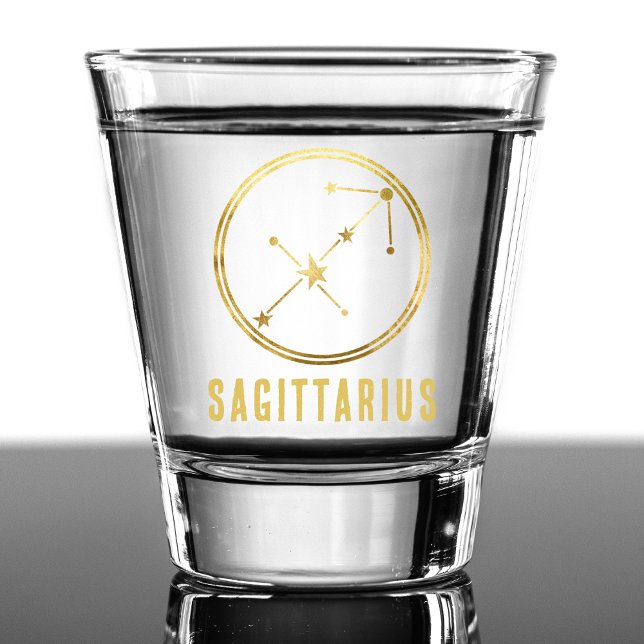 Sagittarius Zodiac Sign Astrology Horoscope Gold Shot Glass (gold sagittarius zodiac sign shot glass)