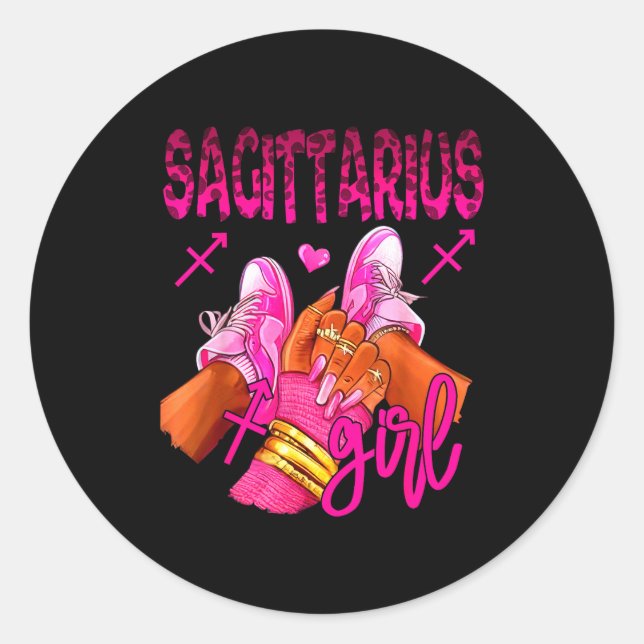 Sagittarius Zodiac Sign Birthday Queens Horoscope  Classic Round Sticker (Front)