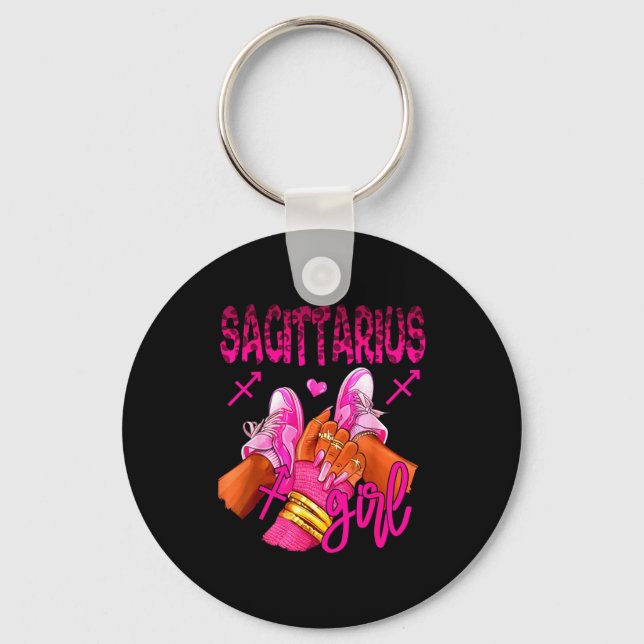 Sagittarius Zodiac Sign Birthday Queens Horoscope  Key Ring (Front)